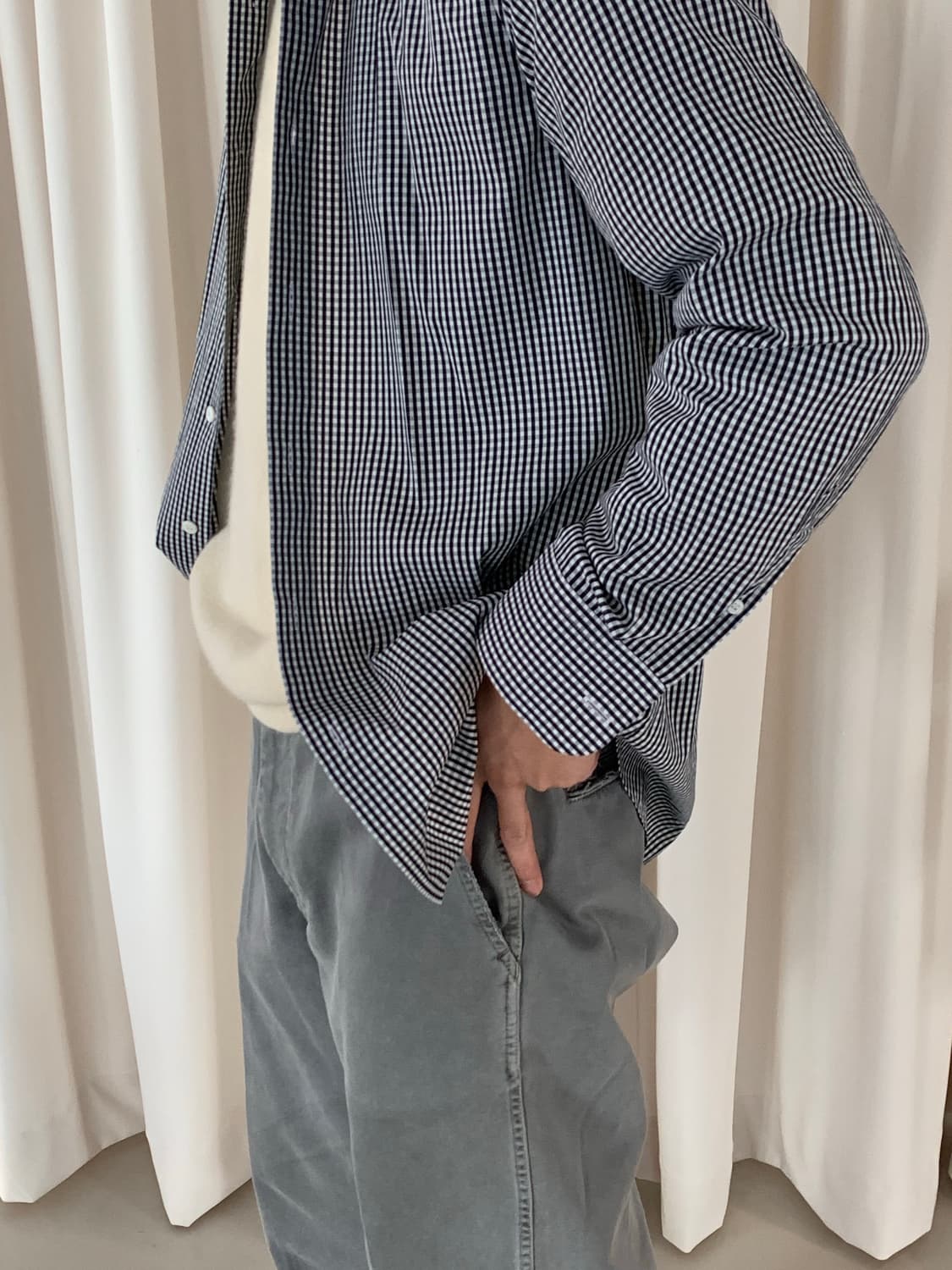00's "PRADA" cotton check Shirt  상품이미지1