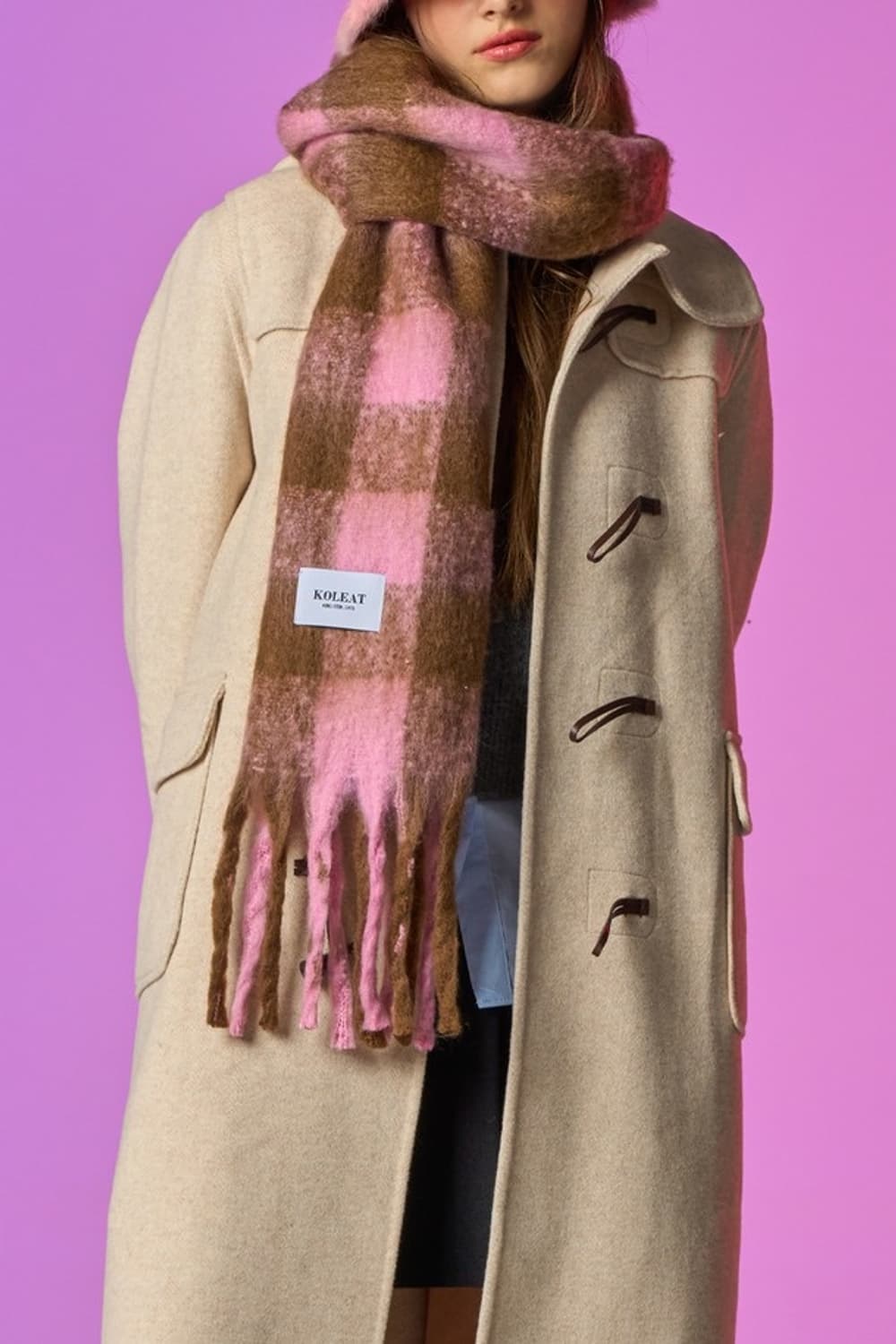 자라 브라운 핑크 목도리 상품이미지2