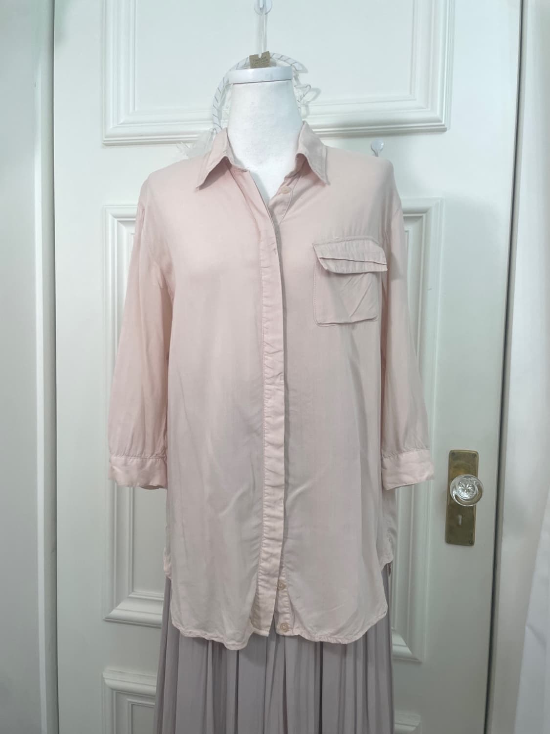 sheer pink pocket point summer blouse 상품이미지5