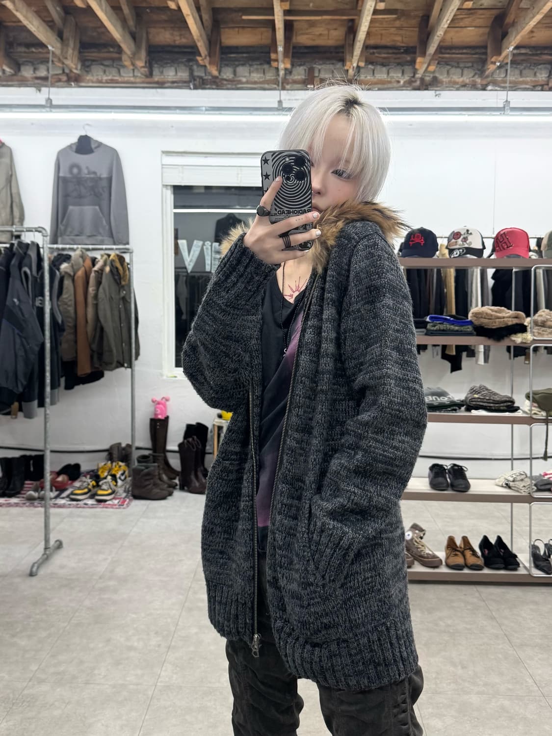 PPFM 투웨이 후드 니트 집업 상품이미지8