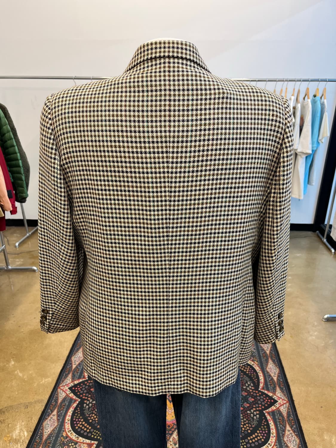 80s 버버리 울 블렌드 체크 테일러드 자켓 상품이미지5