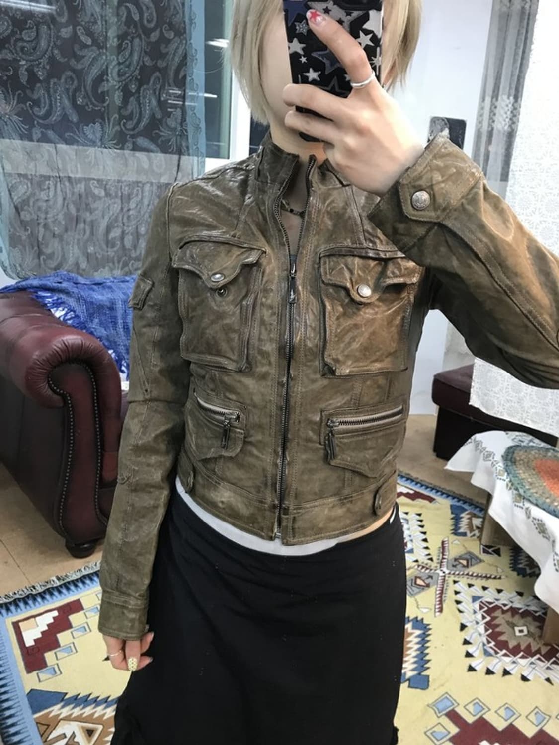 빈티지 에이징 멀티포켓 라이더자켓 상품이미지1