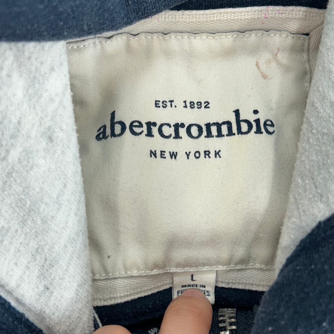  Abercrombie 아베크롬비 스펠아웃로고 2-way 네이비 후드집업 상품이미지5