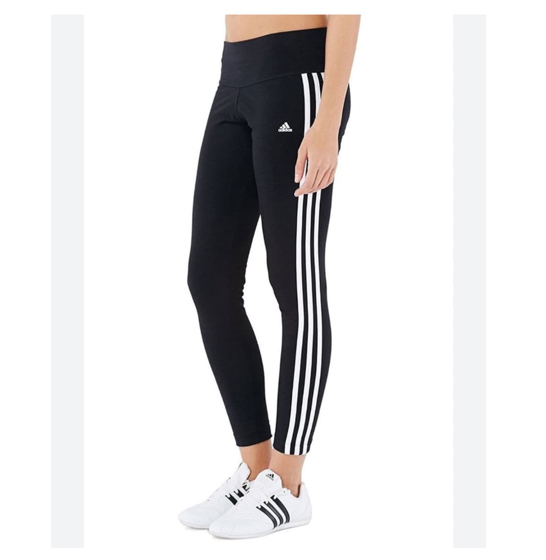 [L] adidas 아디다스 우먼즈 검/흰 레깅스 상품이미지4