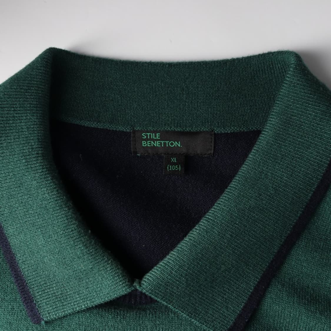 베네통 STILE 남성 배색 카라 니트 그린 XL 상품이미지5