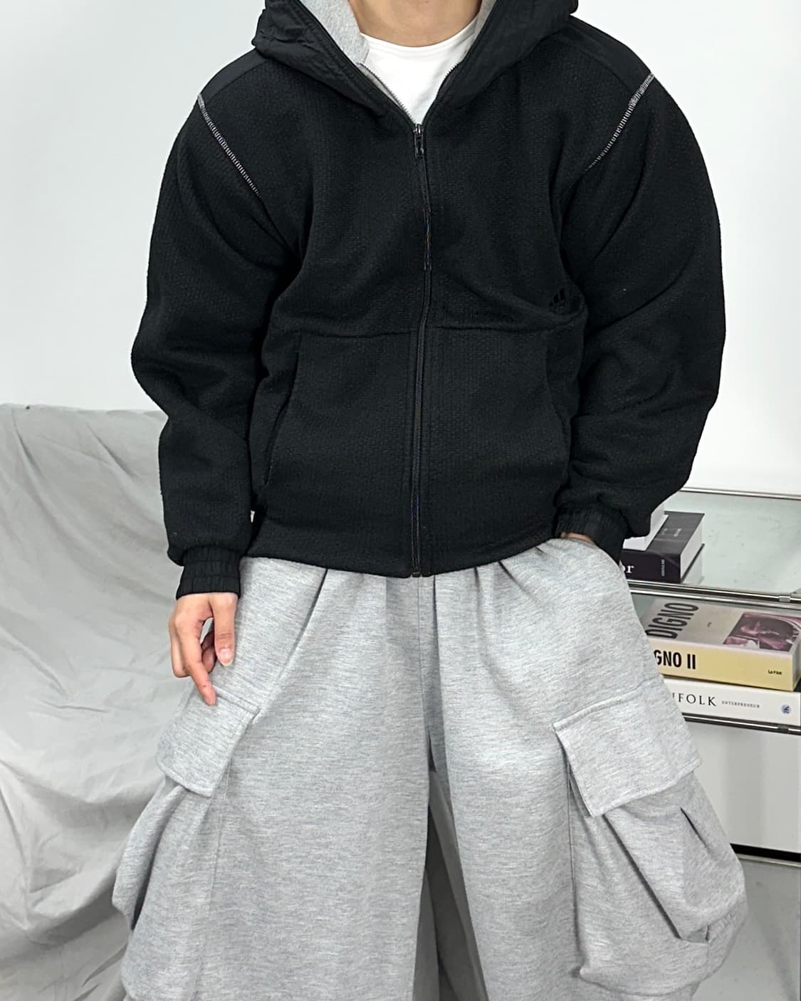 아디다스 니트 후드 집업 M 상품이미지2