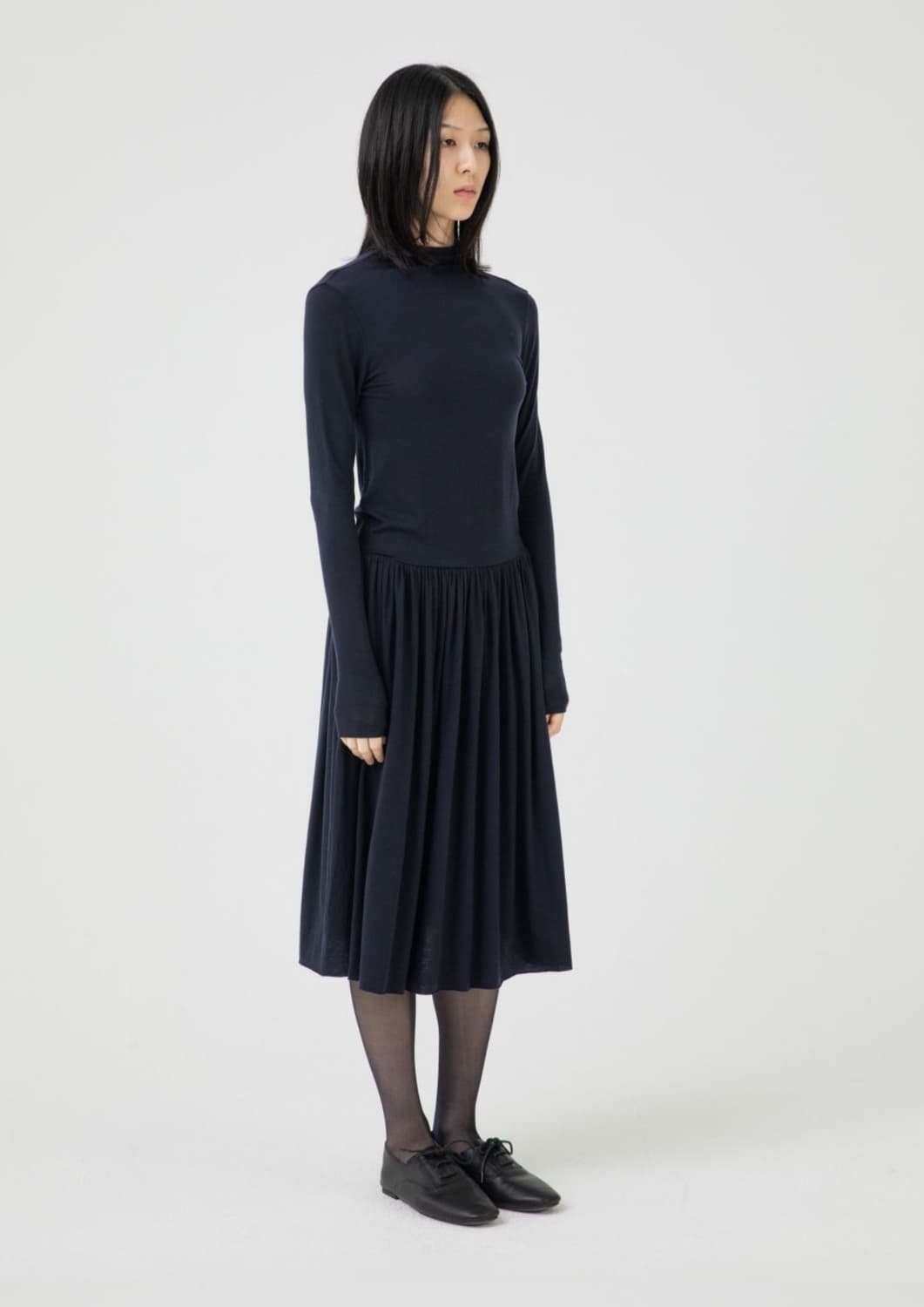 scarf neck shirring dress 아마베 스카프 원피스 상품이미지2
