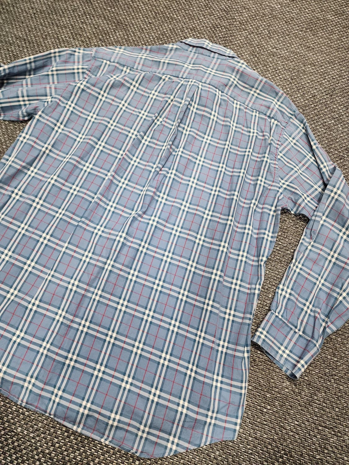 버버리 블루 노바체크 로고 남방 셔츠  XL사이즈 상품이미지9