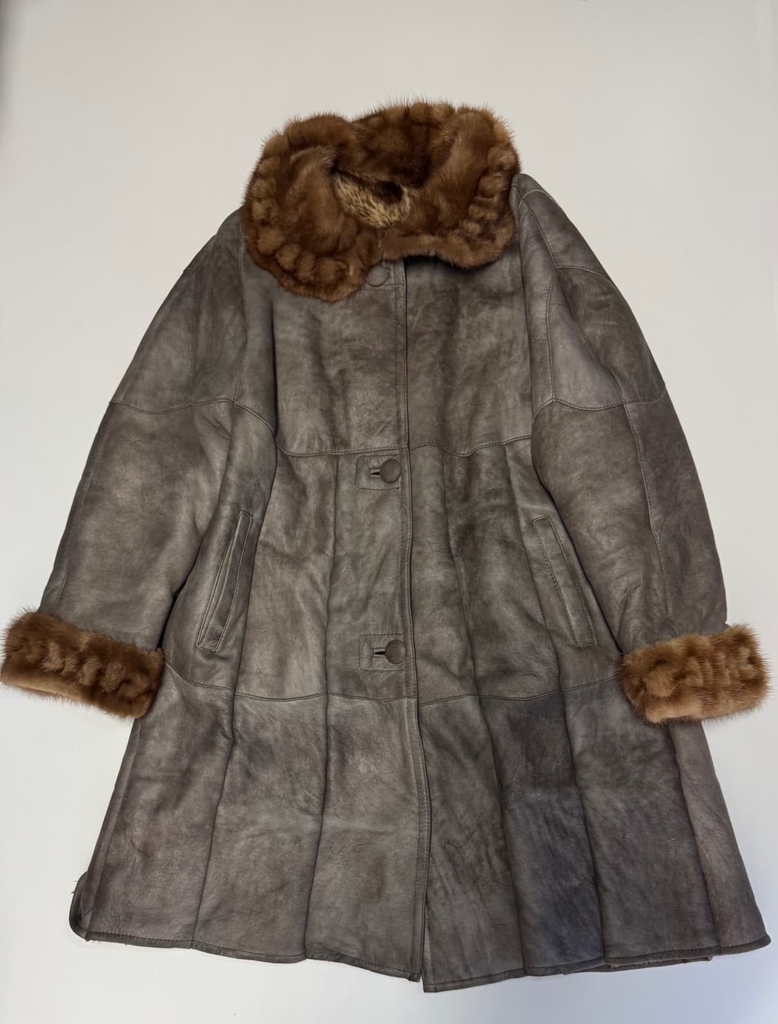 여성 빈티지 리얼 양가죽 양털 무스탕 코트 빈티지 상품이미지1