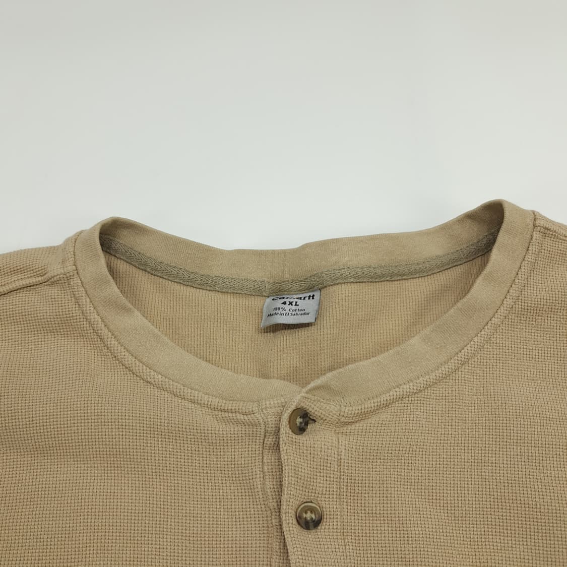 Co605 4XL 칼하트 카푸치노브라운 와플 헨리넥 롱슬리브 긴팔 티셔츠 상품이미지4