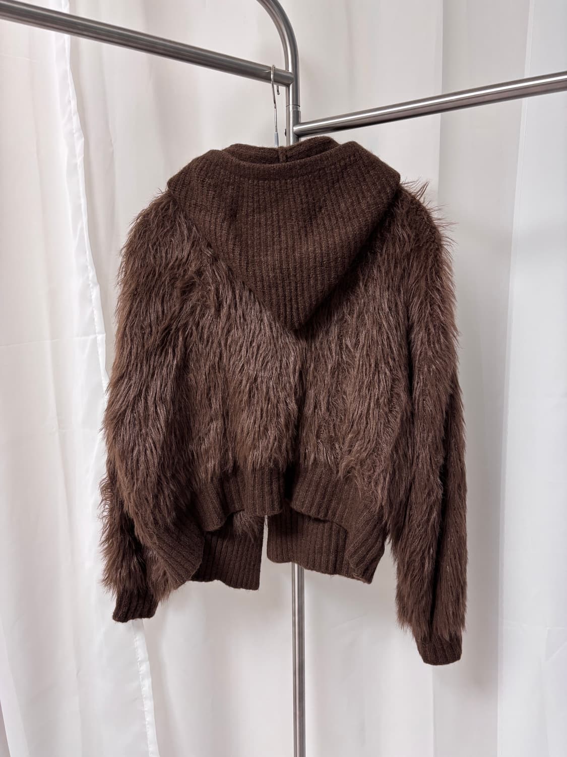 초코 헤어리 페이크 퍼 후디 가디건 상품이미지7