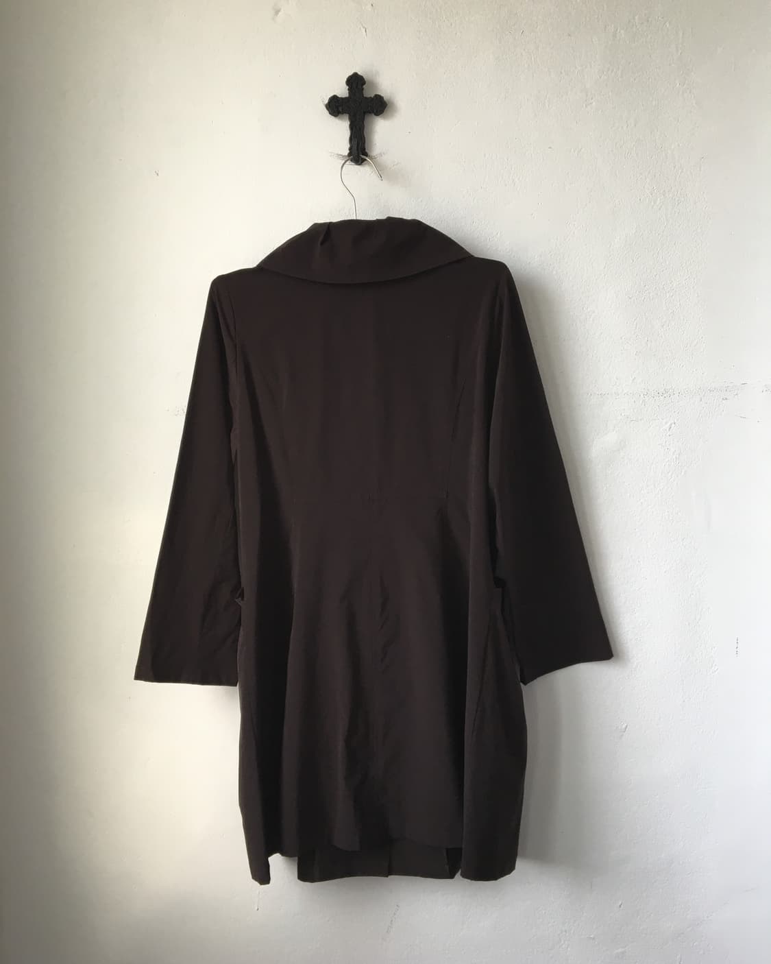 Button neck line point brown coat 상품이미지4