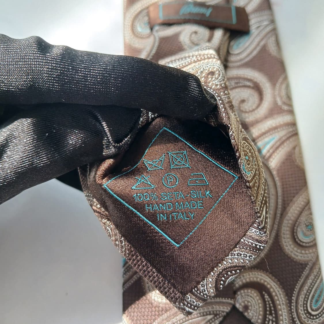 브리오니 실크 브라운 페이즐리 넥타이 9.2cm S~A+등급 e907 상품이미지10