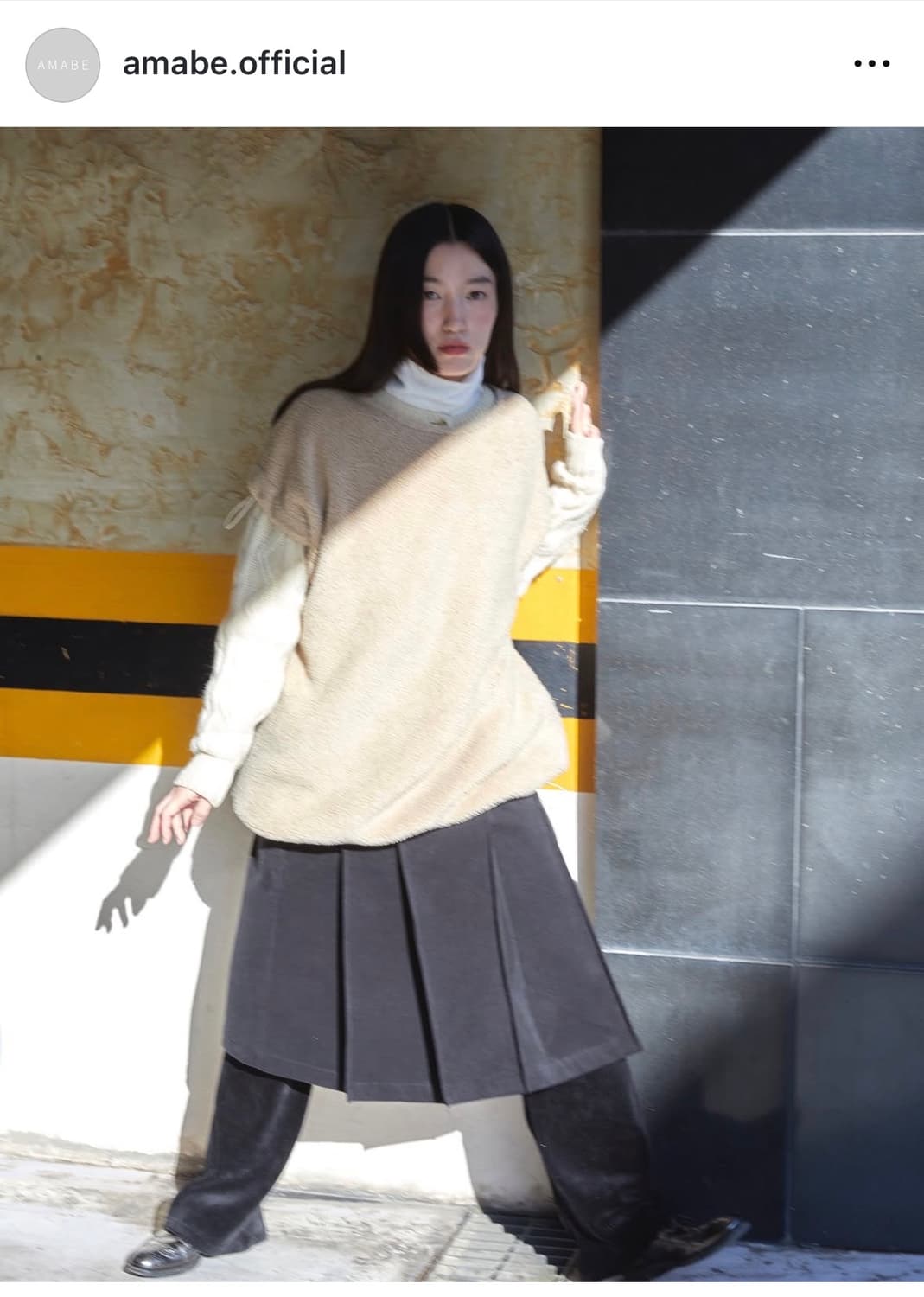 Amabe layered sweatshirts navy 상품이미지5