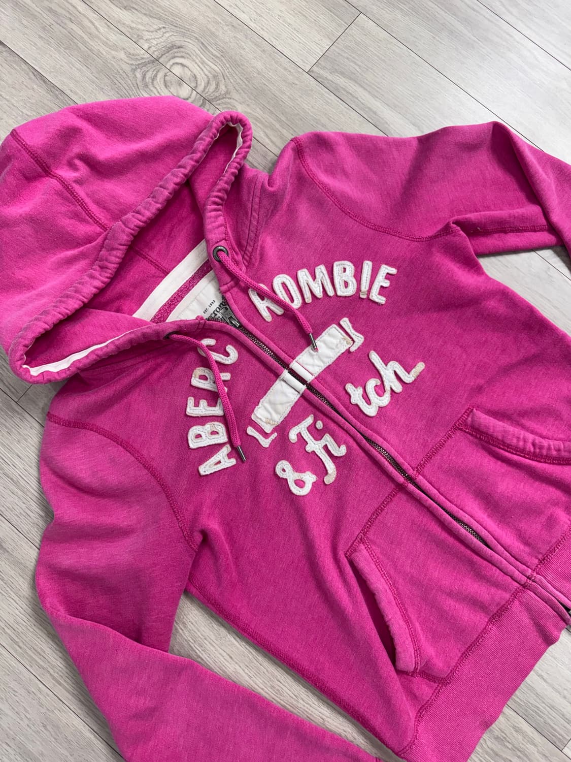 아베크롬비 아치로고 슬림핏 핑크 후드집업 상품이미지2