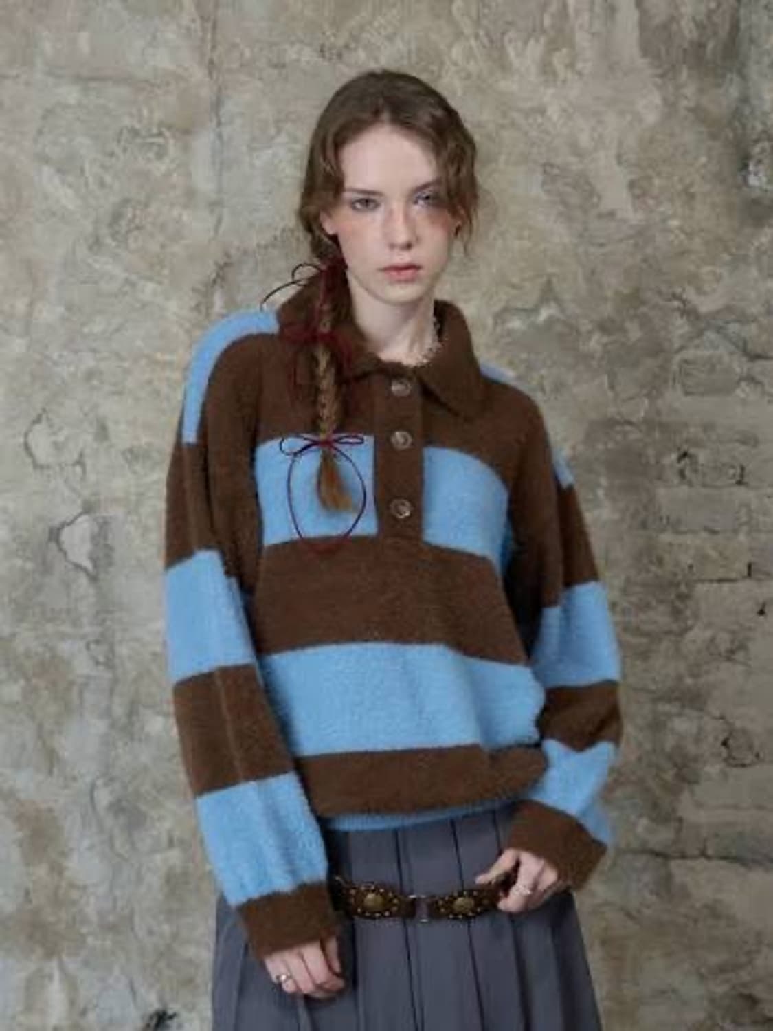 라티젠 니트 브라운 제니착용 상품이미지1