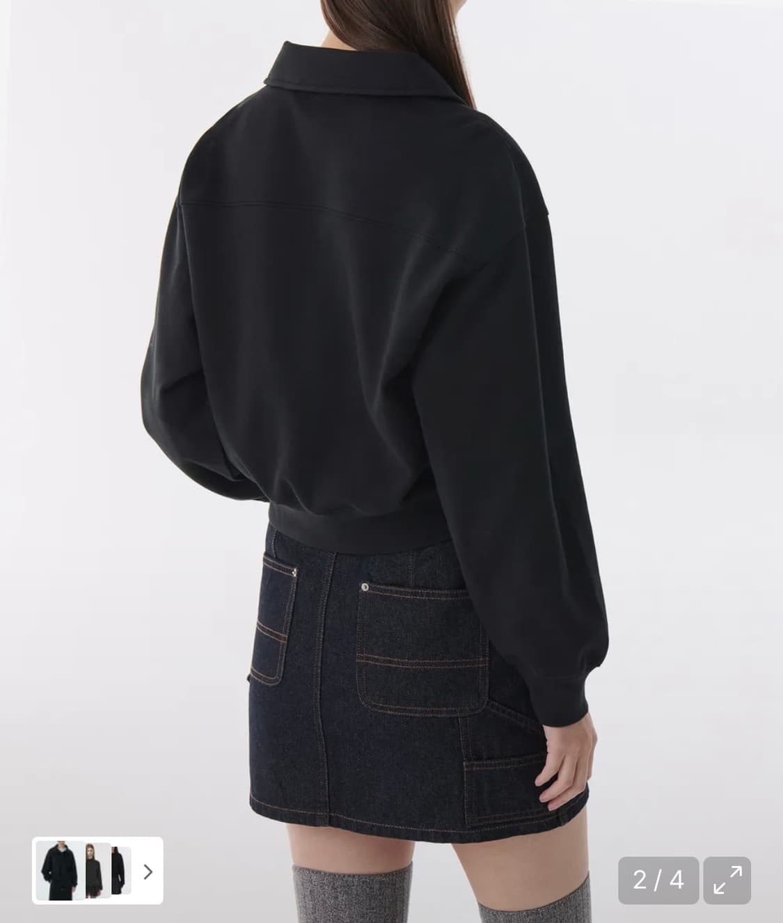 무신사 스탠다드 우먼즈 더블 니트 칼라드 스웨트셔츠 블랙 상품이미지2