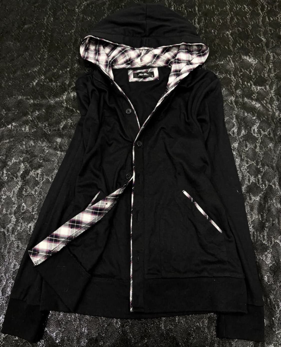 빈티지 체크 후드 가디건 상품이미지1