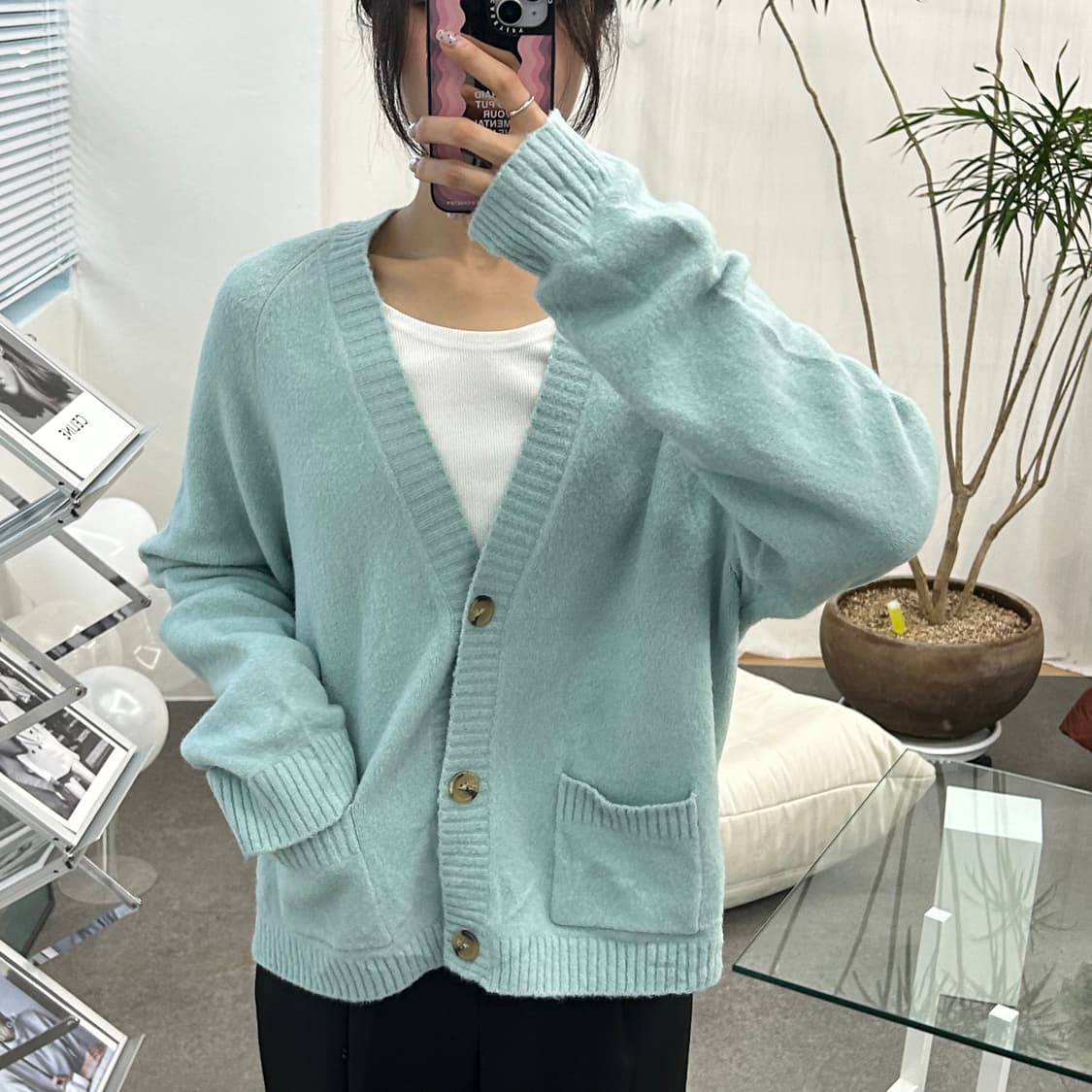 유니클로 민트색 가디건 상품이미지3