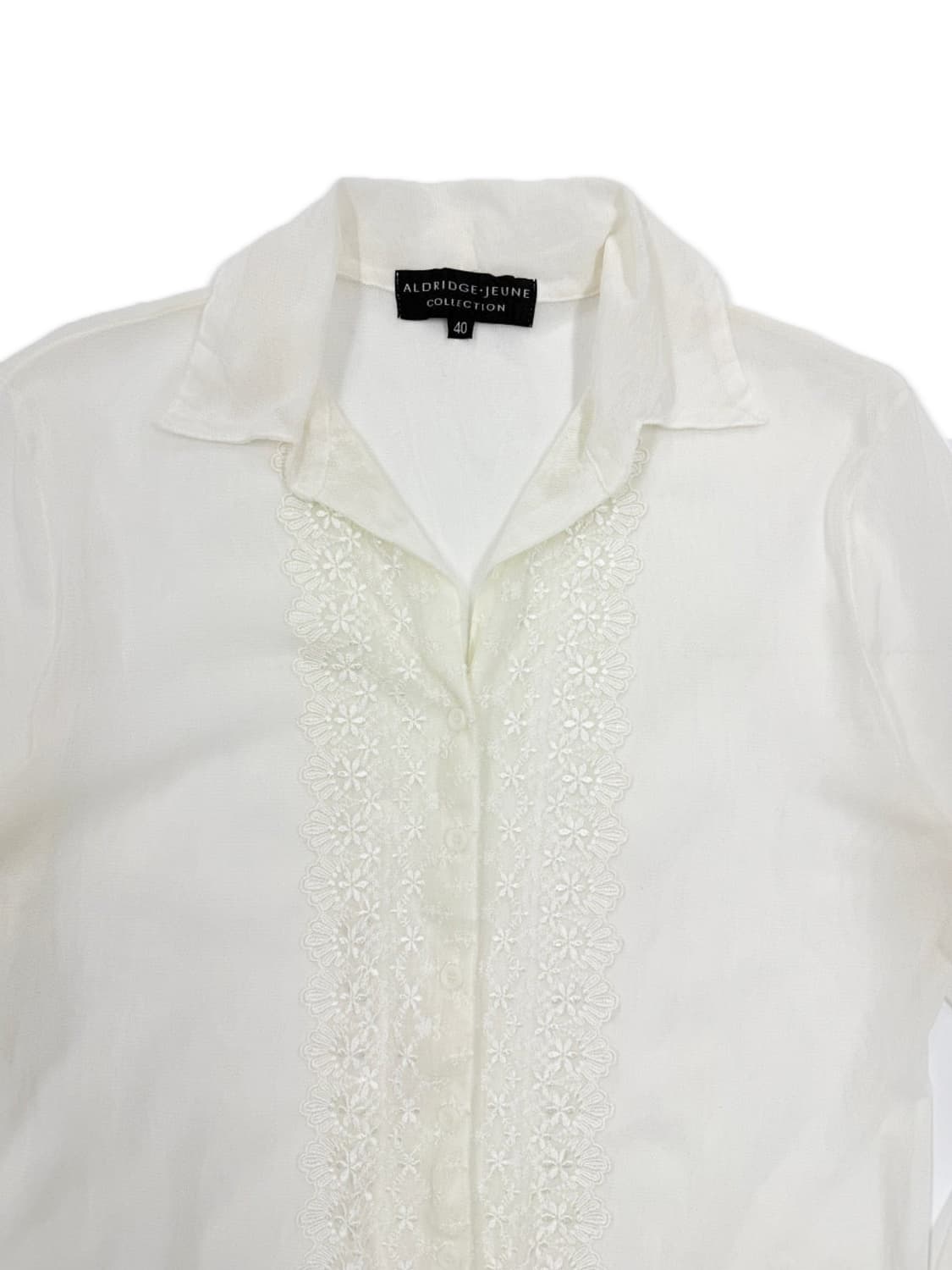 빈티지 ALDRIDGE JEUNE 화이트 시스루 레이스 셔츠 블라우스 상품이미지3