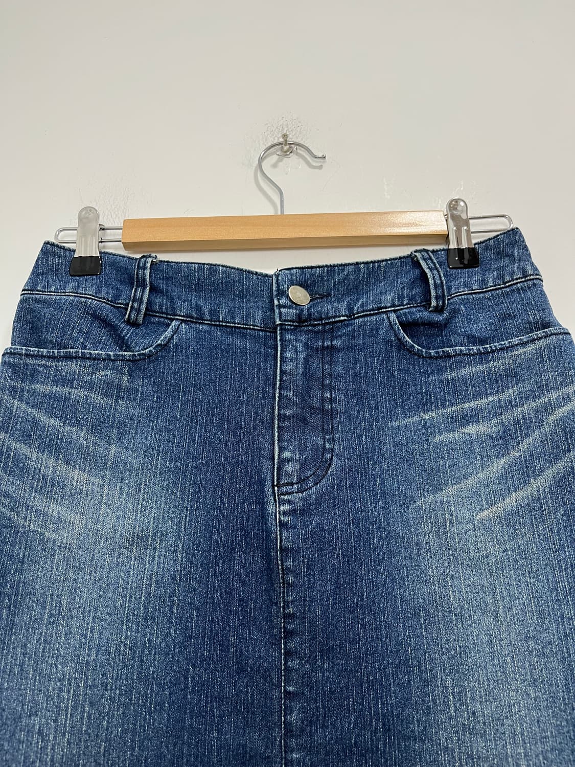 일본 빈티지 플라워 패턴 레이어드 데님 미디스커트 상품이미지3