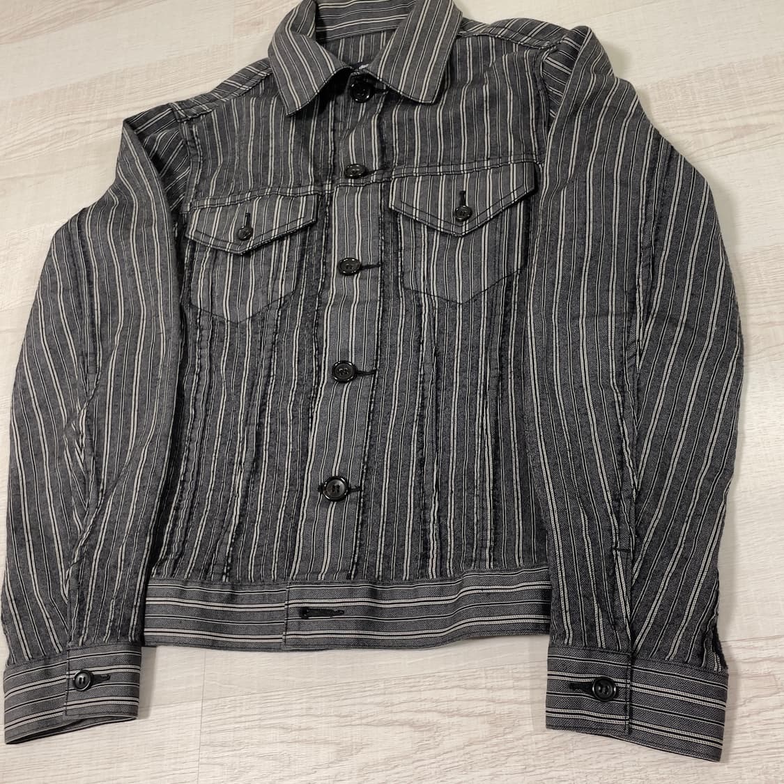 꼼데가르송 옴므 체인 봉제 스트라이프 트러커 자켓 상품이미지2