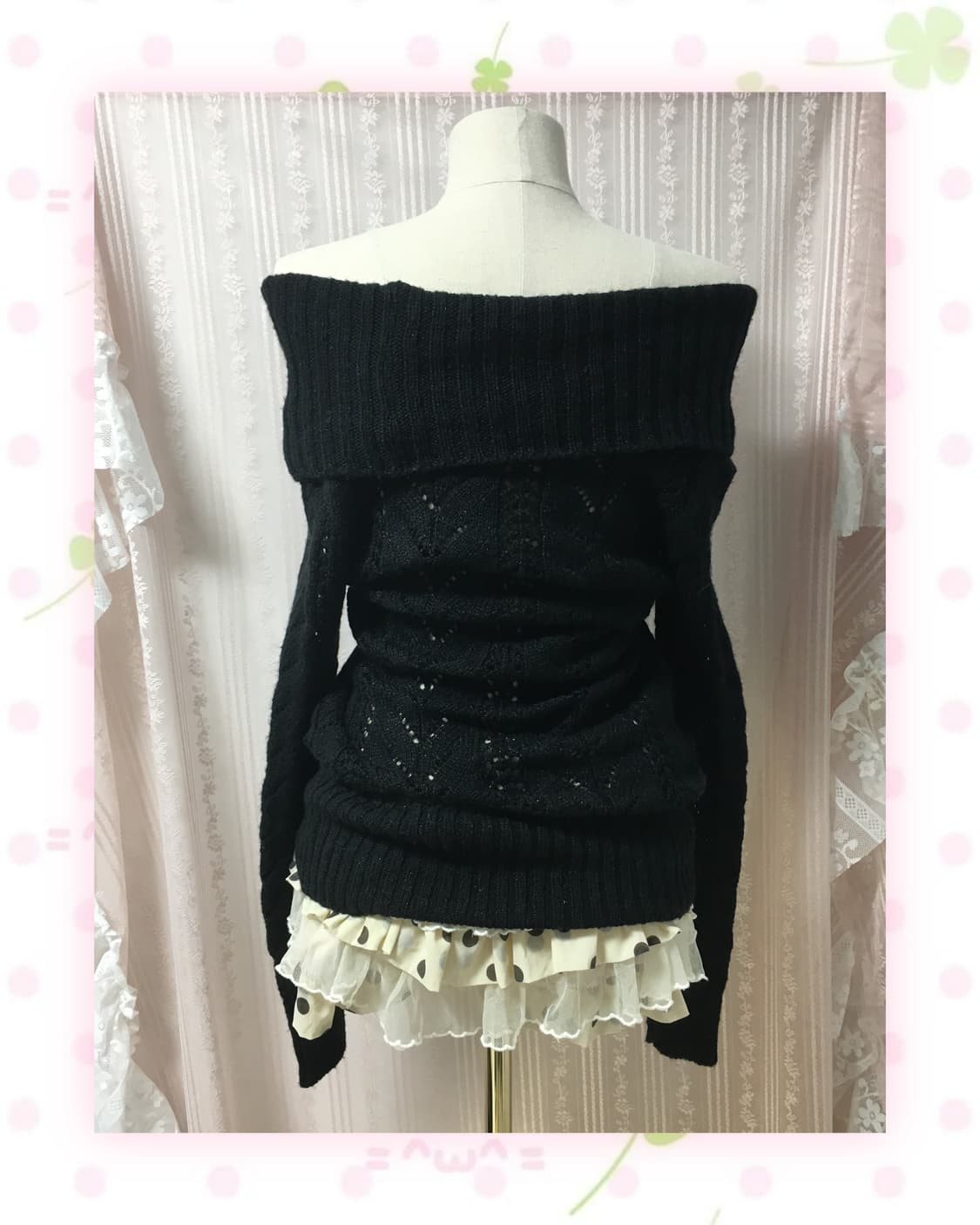 블랙 글리터 오프숄더 니트 상품이미지5