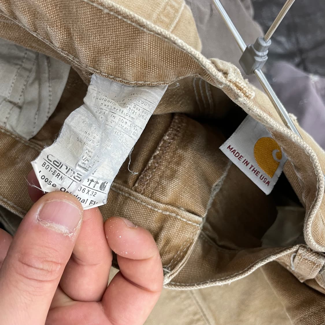 칼하트 OG 더블니 카펜터 덕캔버스 페이딩 와이드 워크팬츠 브라운 상품이미지6