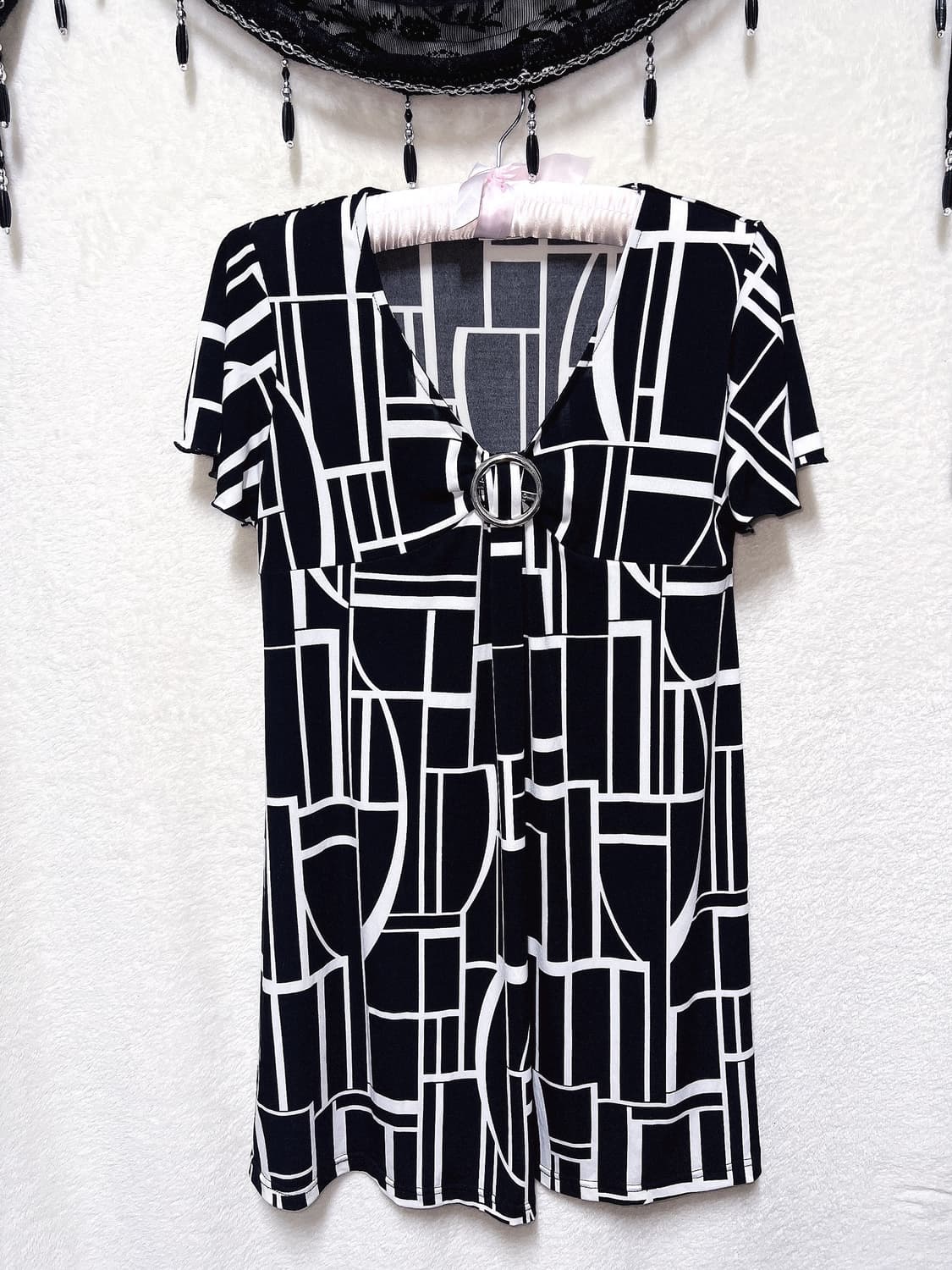 오네갸루 로맨틱 로걀 고스펑크 오링 패턴원피스 핀터 헤이세이 y2k 상품이미지7