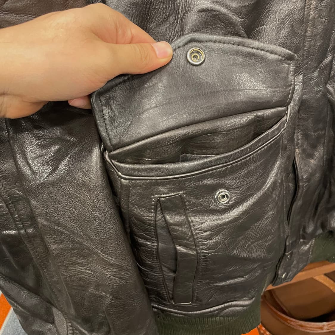 90s Harry Layne 레더 클로스 A2 리얼 레더 가죽 자켓 상품이미지5