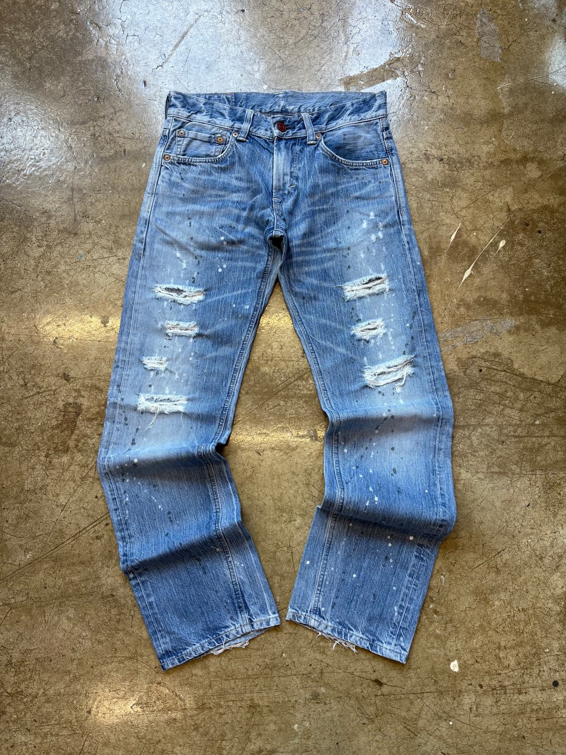 Edwin 블루 트립 데미지 페인팅 데님 상품이미지2