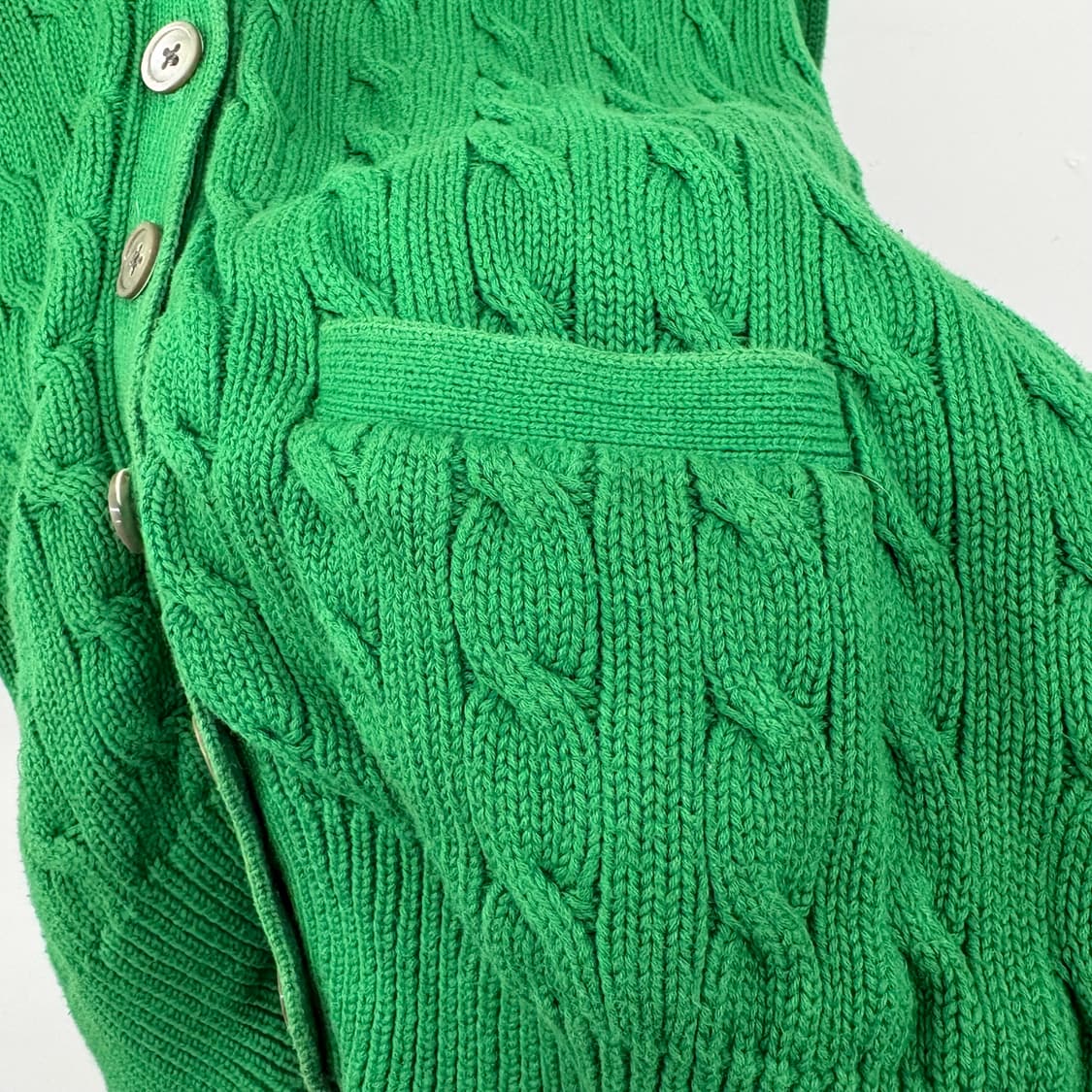 랄프로렌 스포츠 꽈배기 니트 가디건 그린 여M 상품이미지4