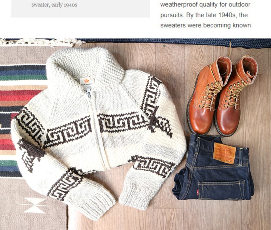 캐나다 핸드메이드 양모100% 인디언 코위찬 스웨터 cowichan

 상품이미지1