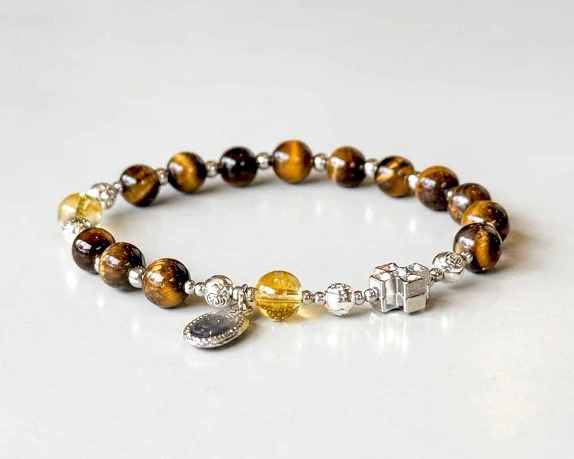 (맞춤) 천연석 호안석과 시크린 묵주팔찌 원석팔찌 상품이미지1