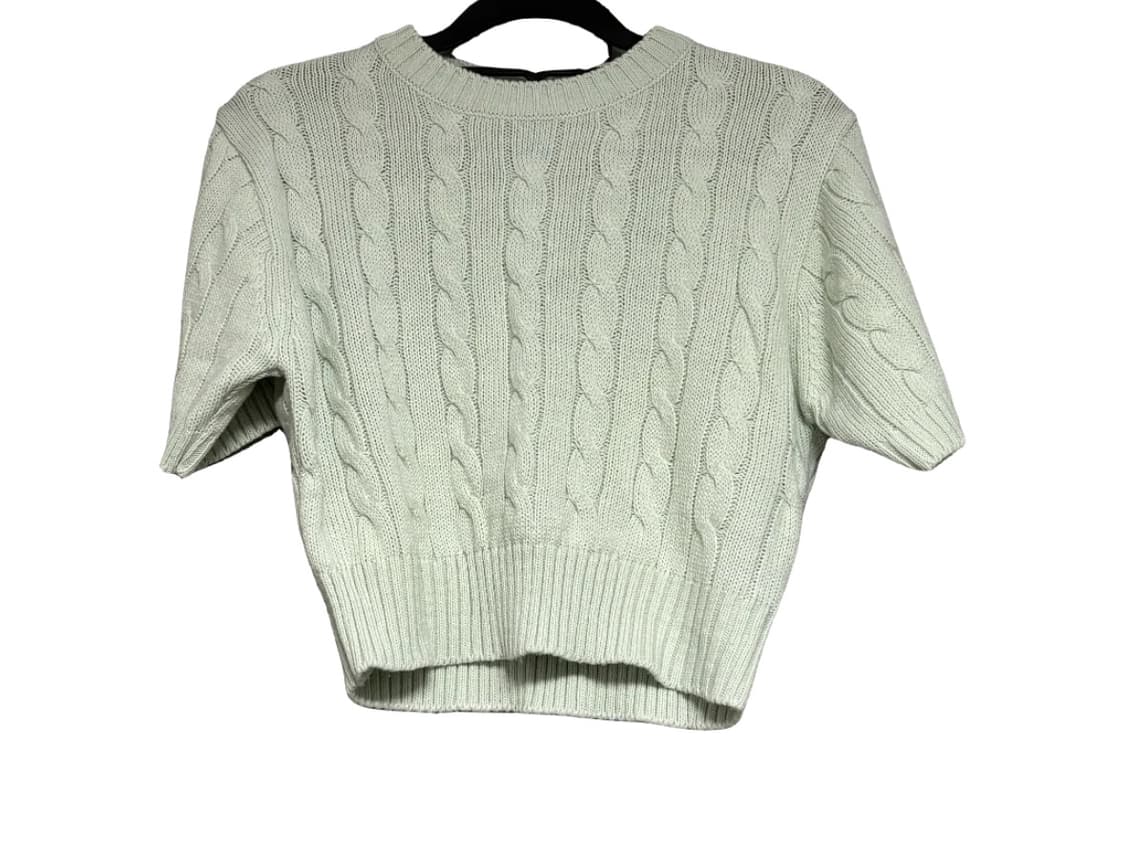 케이블 니트 반팔 스웨터 민트 상품이미지1