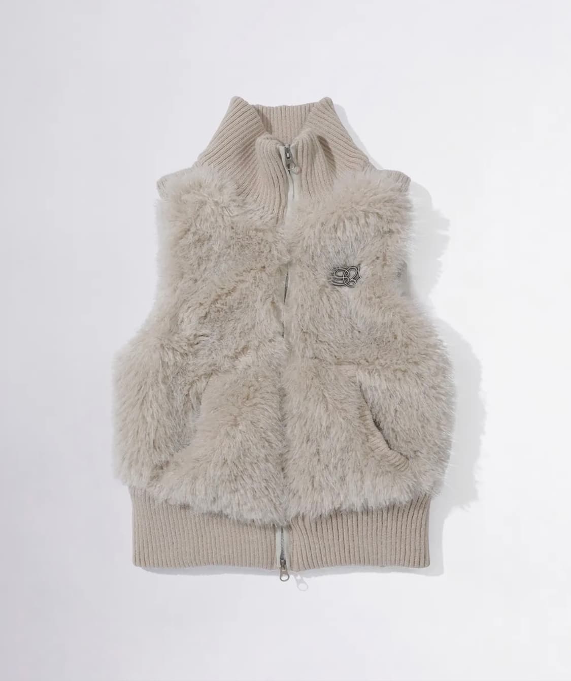 스컬프터 Faux Fur Zip-Up Vest Pale Gray 상품이미지1