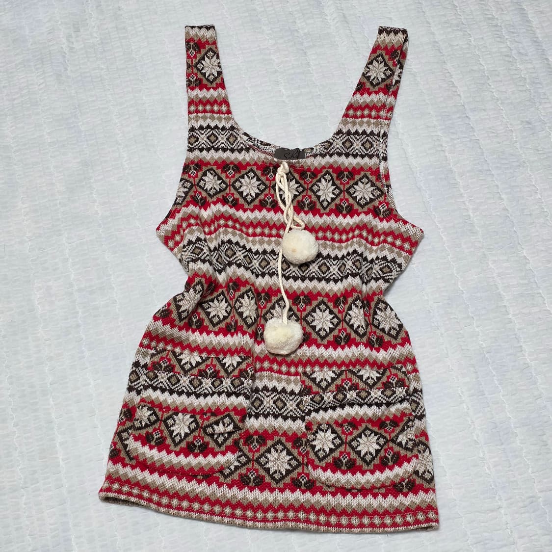 크리스마스 겨울패턴니트st 폼폼이 레이어드원피스 상품이미지1