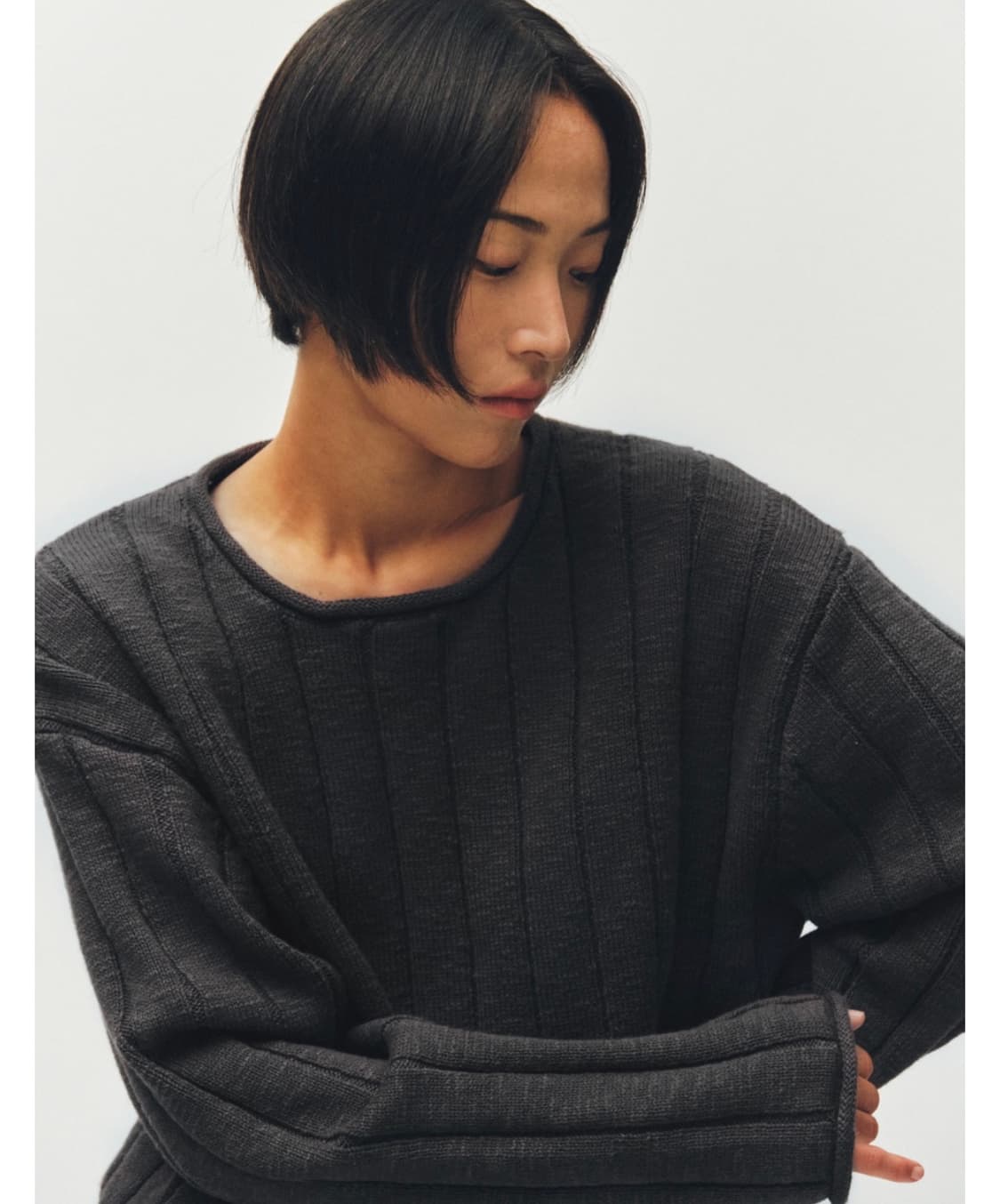 새상품) 플리즈프로젝트 니트 리브드 니트 차콜 상품이미지5
