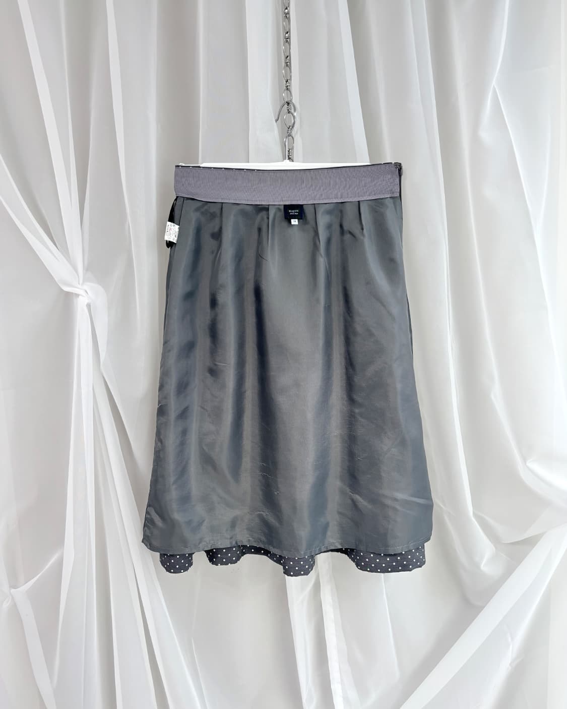 KEITH grey polka dot pleated midi skirt 상품이미지3