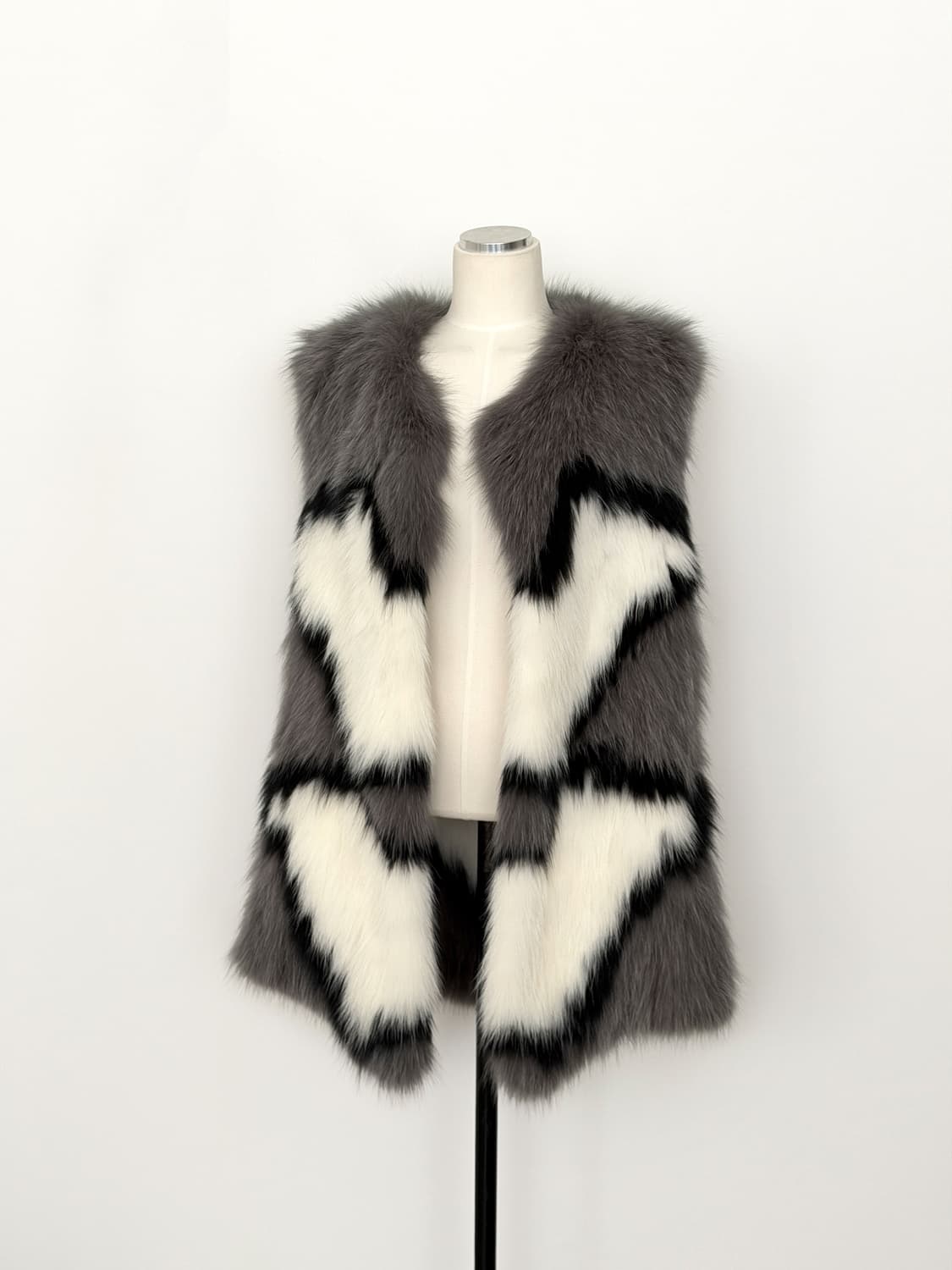 이브 살로몬 다이아몬드 인타르시아 폭스 퍼 트리코트 질레 상품이미지1