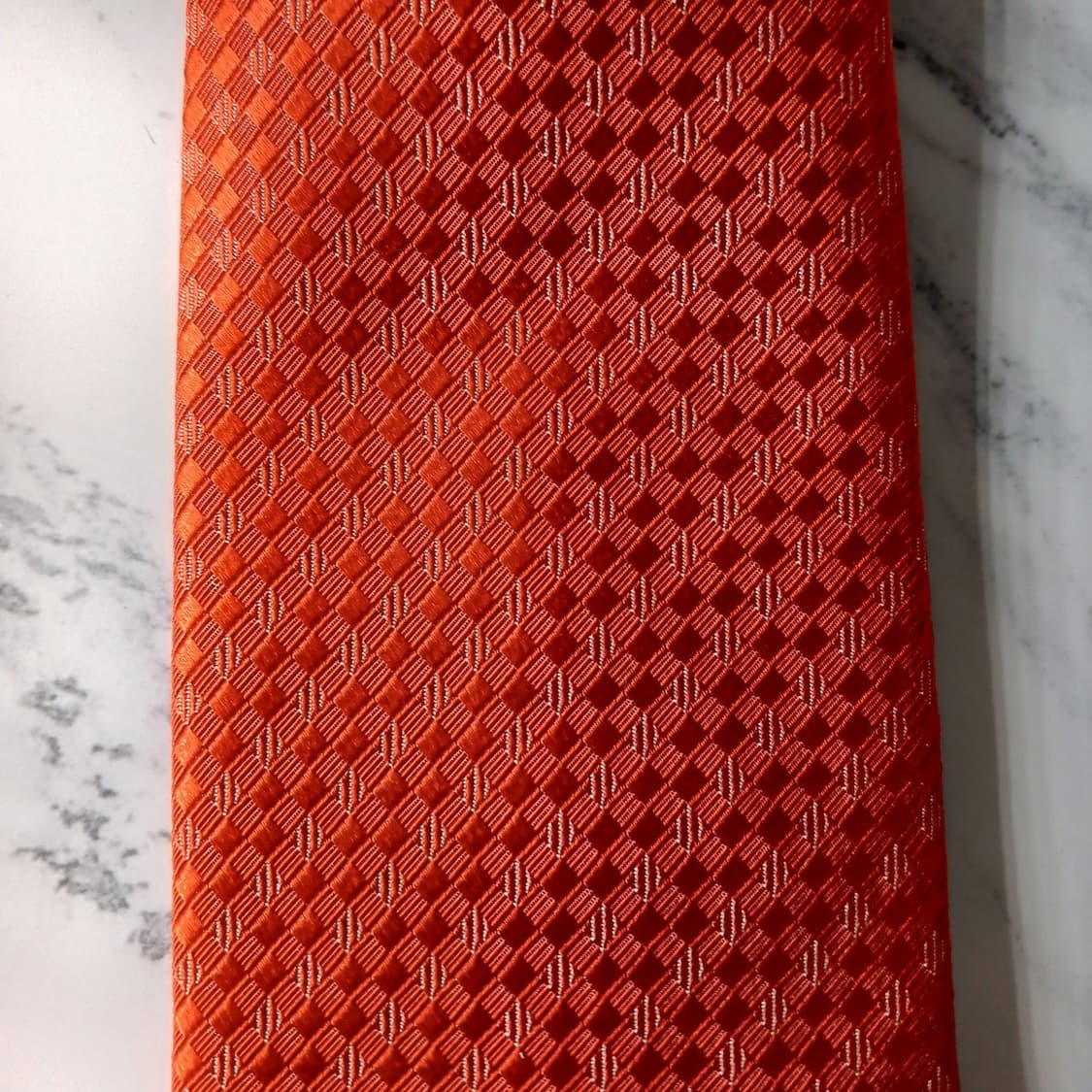 아쿠아스큐텀 실크 오렌지 자카드 패턴 넥타이 9.5cm A+등급 E865 상품이미지6