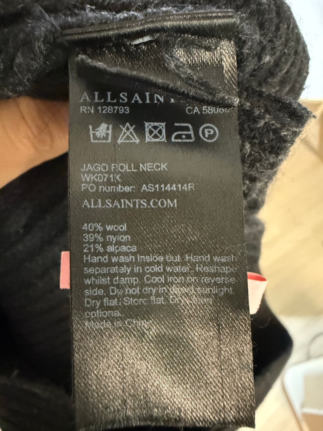 올세인츠 jago roll neck 차콜 니트 상품이미지5