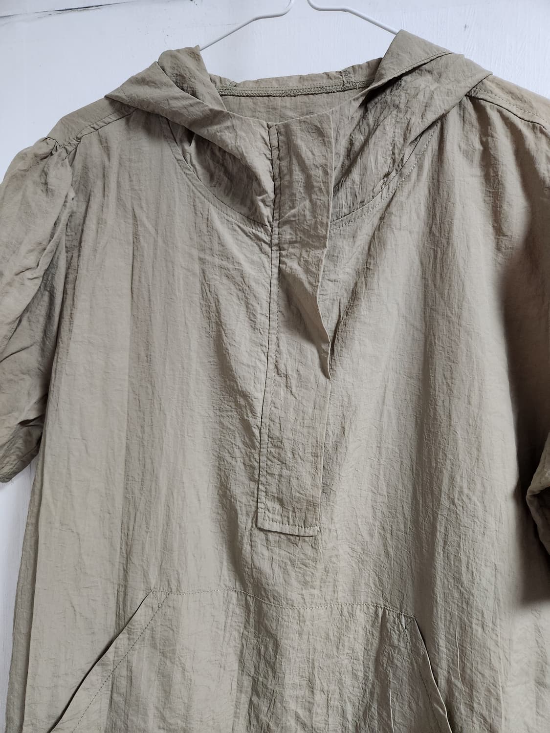 베이지색 반팔 후드 롱 원피스 F(가슴반품59) 상품이미지5