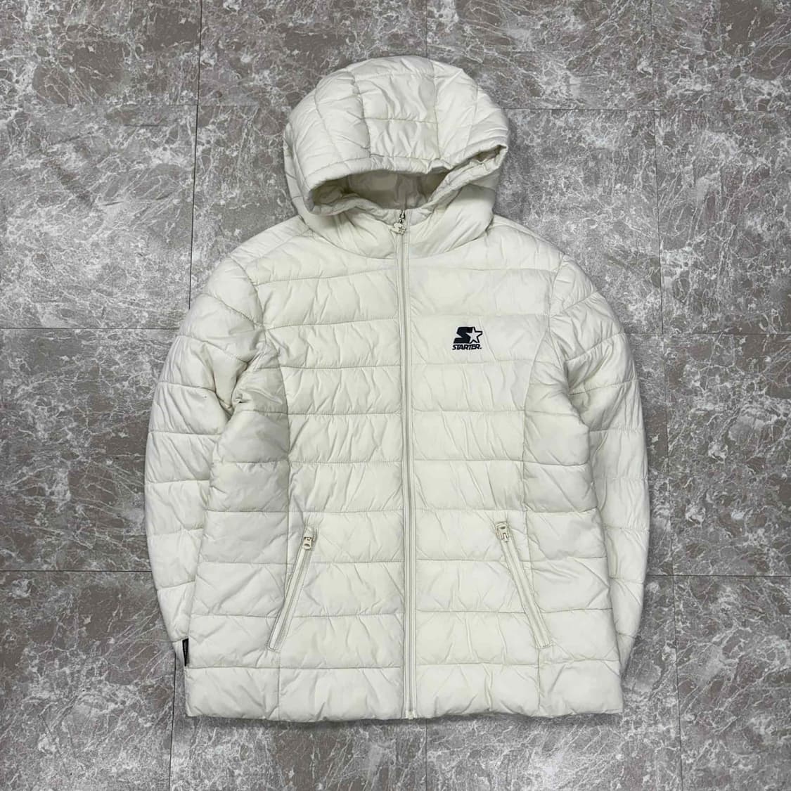 스타터 화이트 경량 후드 패딩 자켓 점퍼 상품이미지2