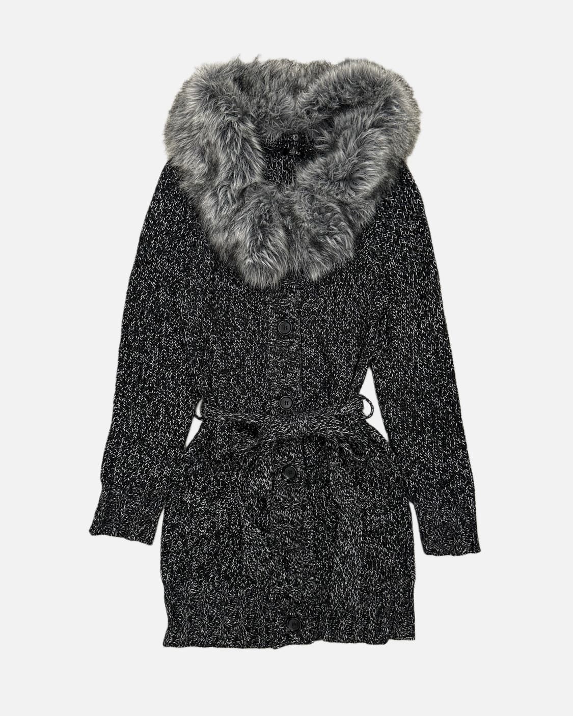 grunge fur belted cardigan 상품이미지1