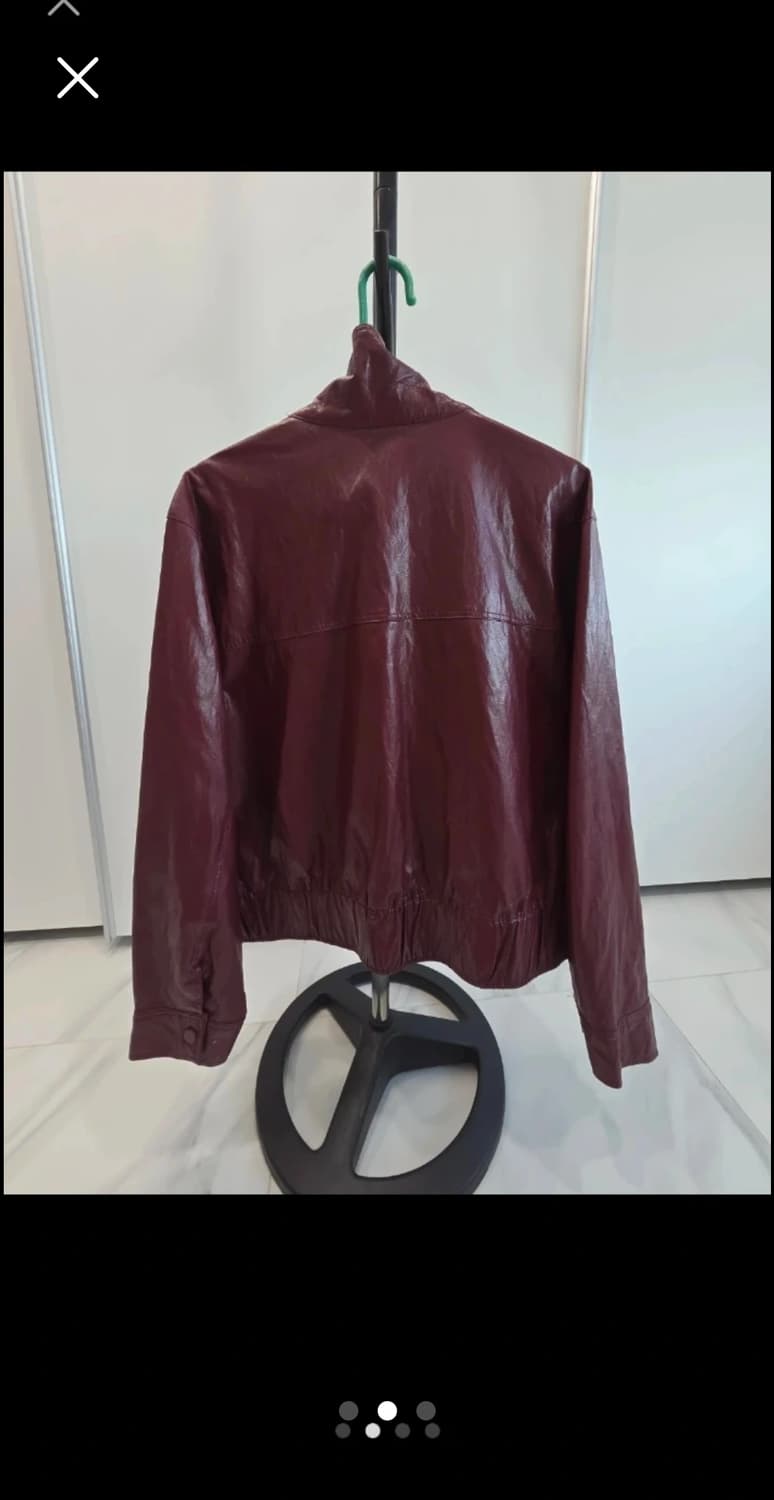 지베르니 페이크 레더 자켓 (버건디/그레이)일괄 상품이미지3