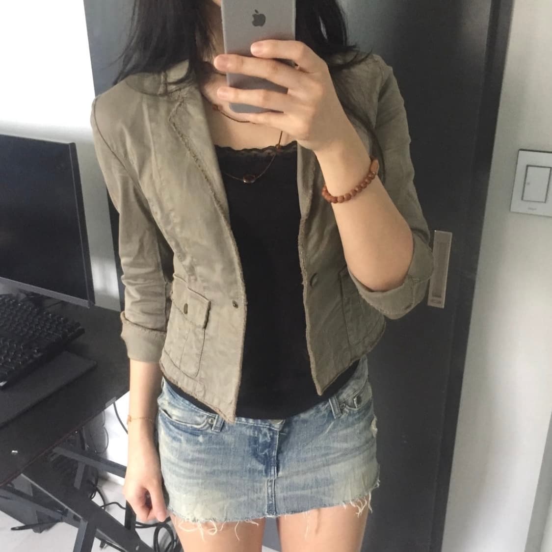 Vigny 긱시크 오네갸루 슬림핏 카키 숏자켓 상품이미지1