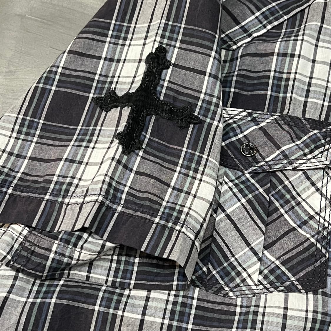  Helix 체크 십자가 웨스턴 하프 셔츠 y16248 상품이미지4