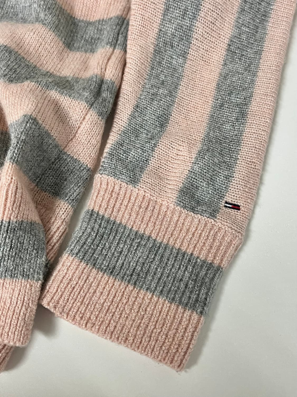 XS) 타미진스 스트라이프 니트 핑크 그레이 상품이미지5