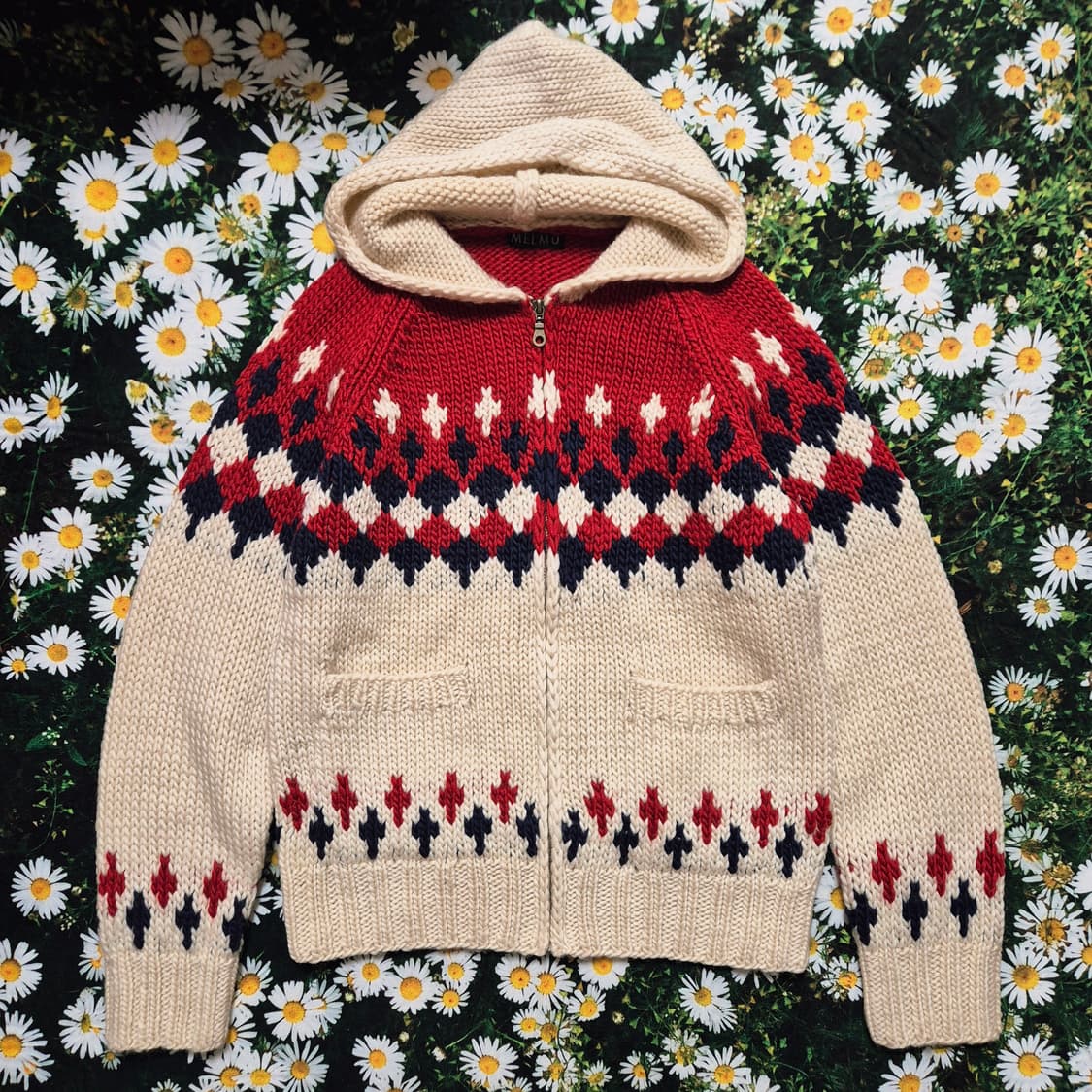 MELMO 페어아일 후드 니트 자켓 여성M 상품이미지1